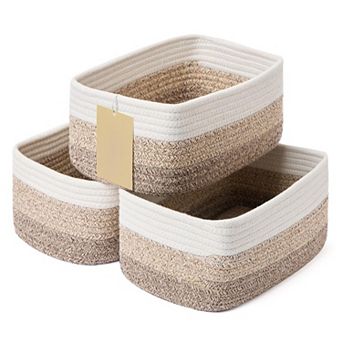 3 pc Small Woven Rope Storage Baskets Shelf Organizer Gift Basket