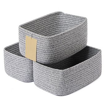 3 pc Small Woven Rope Storage Baskets Shelf Organizer Gift Basket