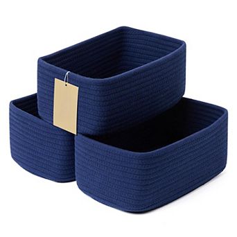 3 pc Small Woven Rope Storage Baskets Shelf Organizer Gift Basket