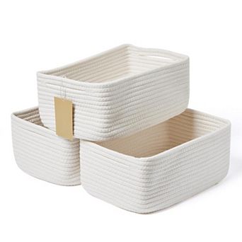 3 pc Small Woven Rope Storage Baskets Shelf Organizer Gift Basket