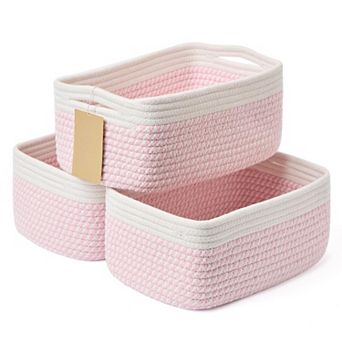 3 pc Small Woven Rope Storage Baskets Shelf Organizer Gift Basket