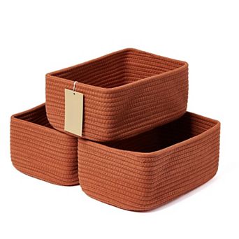 3 pc Small Woven Rope Storage Baskets Shelf Organizer Gift Basket