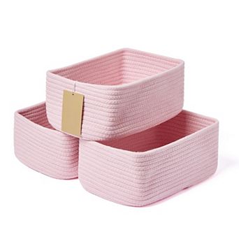 3 pc Small Woven Rope Storage Baskets Shelf Organizer Gift Basket