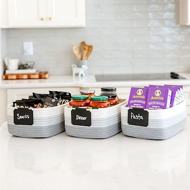 3PC Cotton Rope Storage Baskets Shelves Organizer