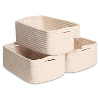 3 pc Cotton Rope Storage Baskets Shelves Organizer