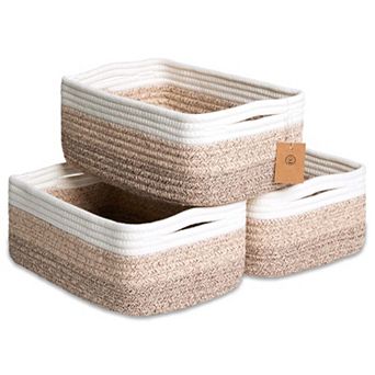 3 pc Cotton Rope Storage Baskets Shelves Organizer