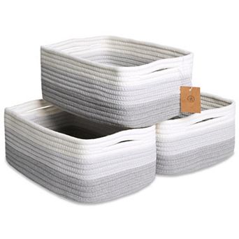 3 pc Cotton Rope Storage Baskets Shelves Organizer