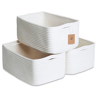 3 pc Cotton Rope Storage Baskets Shelves Organizer