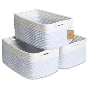3 pc Cotton Rope Storage Baskets Shelves Organizer