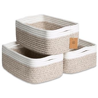 3 pc Cotton Rope Storage Baskets Shelves Organizer