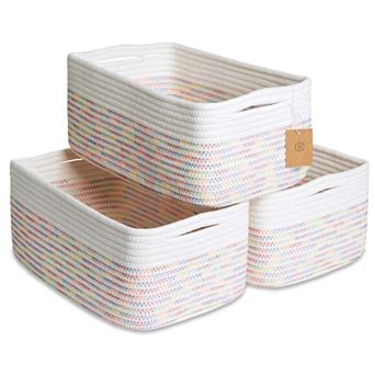 3 pc Cotton Rope Storage Baskets Shelves Organizer