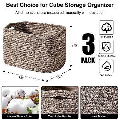 Cotton Rope Storage Baskets Woven Shelf Organizer Bathroom Decor