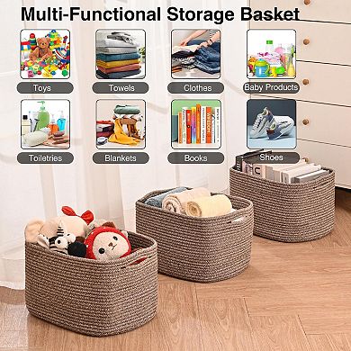 Cotton Rope Storage Baskets Woven Shelf Organizer Bathroom Decor