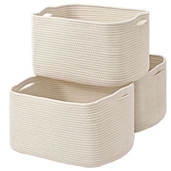 Cotton Rope Storage Baskets Woven Shelf Organizer Bathroom Decor