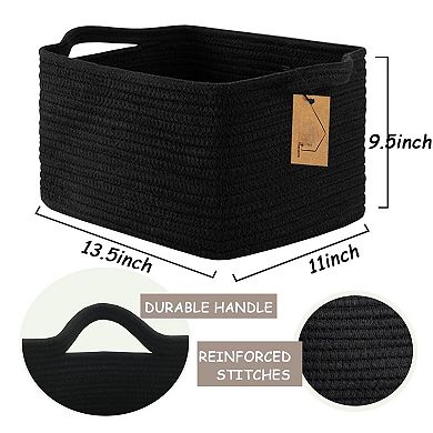 3PC Woven Rope Storage Baskets Shelves Closet Organizer Bins