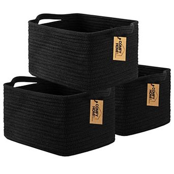 3 pc Woven Rope Storage Baskets Shelves Closet Organizer Bins