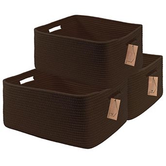 3 pc Woven Rope Storage Baskets Shelves Closet Organizer Bins