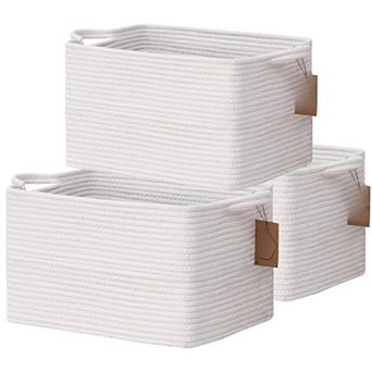 3 pc Woven Rope Storage Baskets Shelves Closet Organizer Bins