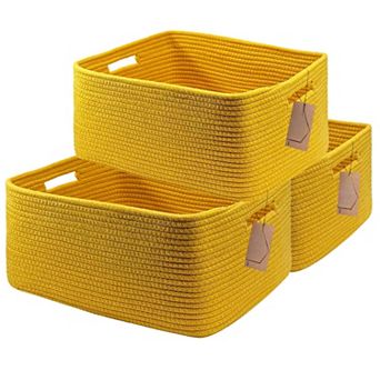 3 pc Woven Rope Storage Baskets Shelves Closet Organizer Bins