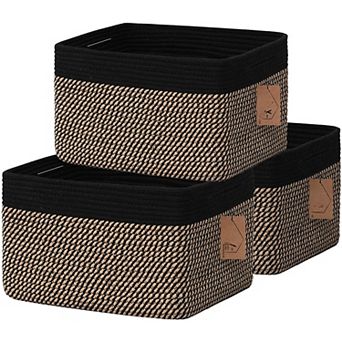 3 pc Woven Rope Storage Baskets Shelves Closet Organizer Bins