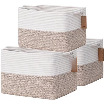 3 pc Woven Rope Storage Baskets Shelves Closet Organizer Bins