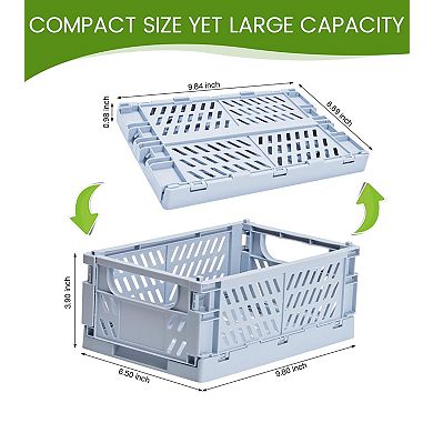 4Pack Plastic Storage Baskets Collapsible Crates Organizing Mini Bins