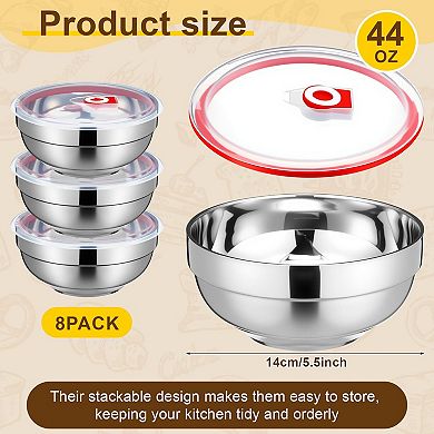 8pcs 19oz Stainless Steel Food Container With Lid Insulated Leak Proof Airtight Storage