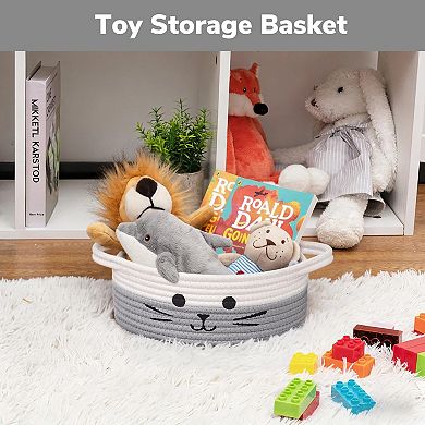 Woven Cotton Rope Storage Basket Laundry Organizer