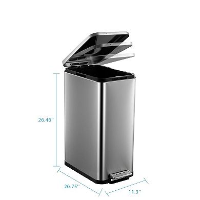 Slim Stainless Steel Kitchen Trash Can with Removable Inner Bucket Fingerprint