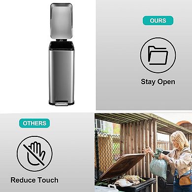 Slim Stainless Steel Kitchen Trash Can with Removable Inner Bucket Fingerprint