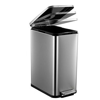 Slim Stainless Steel Kitchen Trash Can with Removable Inner Bucket Fingerprint