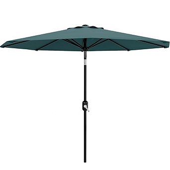 Portable 10FT Outdoor Table Umbrella with Crank Lift Push Button Tilt for Pool Deck Yard Garden