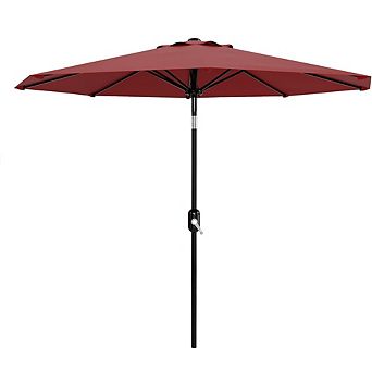 Portable 10FT Outdoor Table Umbrella with Crank Lift Push Button Tilt for Pool Deck Yard Garden