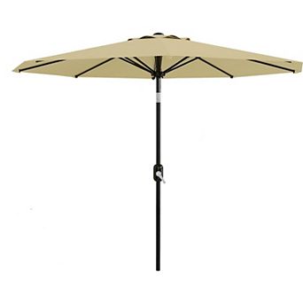 Portable 10FT Outdoor Table Umbrella with Crank Lift Push Button Tilt for Pool Deck Yard Garden