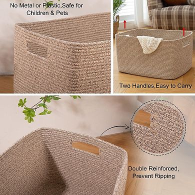 Large Woven Cotton Rope Storage Basket with Handle Gift Basket