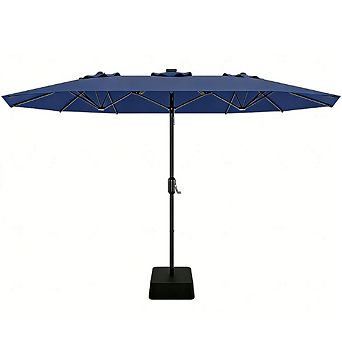 Double the Shade 15FT Double-Sided Rectangular Patio Umbrella with Base - High Quality