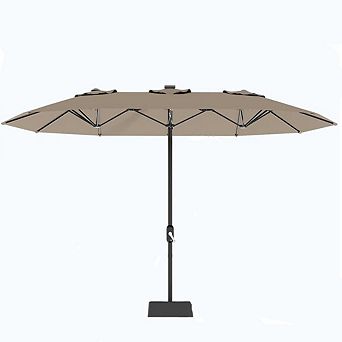 Double the Shade 15FT Double-Sided Rectangular Patio Umbrella with Base - High Quality
