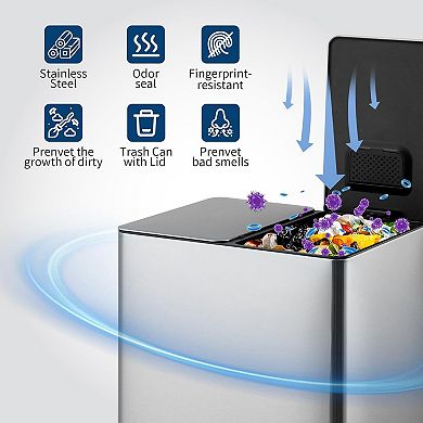 Kitchen Trash Can 2x4 Gallon Rectangular Kitchen Waste Bin Dual Separate Compartment Recycle Bin