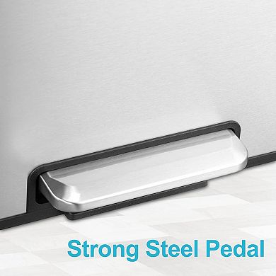 8 Gallon Kitchen Trash Can Hands-Free Recycle Trash Can with Dual Removable Liners Stainless Steel