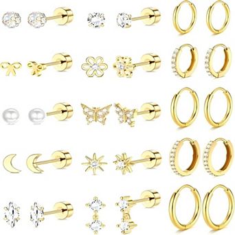 URIACG Gold-Plated Flat Back Earrings