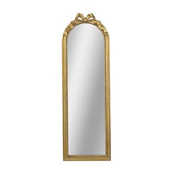 Baroque Style Full Length Wall Mirror 15.8" x 48.8" Arched Frame Gold Finish