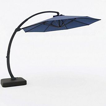 Large Cantilever Patio Umbrella, Heavy Duty Iron Offset Hanging Outdoor Sunshade Canopy with Crank