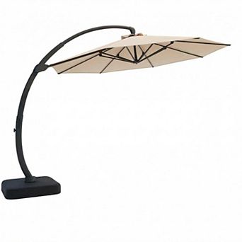 Large Cantilever Patio Umbrella, Heavy Duty Iron Offset Hanging Outdoor Sunshade Canopy with Crank