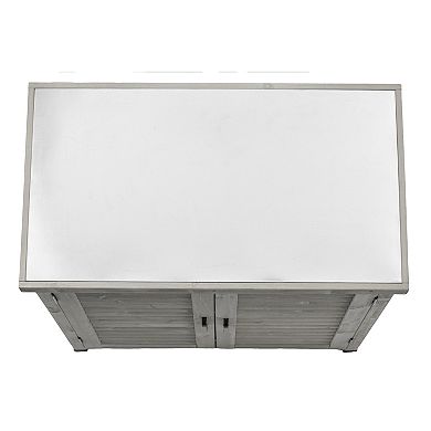 Potting Bench with Storage Cabinet and Metal Table Top for Outdoor Patio