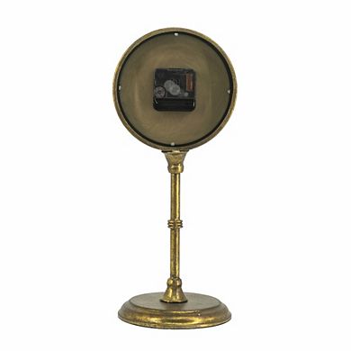 Vintage Inspired Gold Iron Table Clock 6.5x5.9x15.2 Inches