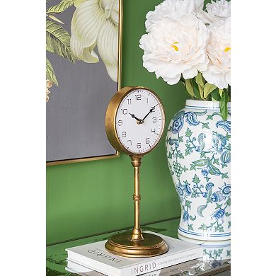 Vintage Inspired Gold Iron Table Clock 6.5x5.9x15.2 Inches