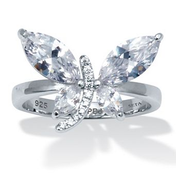 2.41 TCW Round Cubic Zirconia Sterling Silver Dragonfly Ring