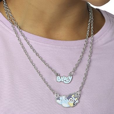 Bluey Double Layer Pendant Necklace with Bluey Nameplate and Character Charm