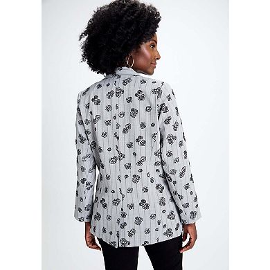 Jessica London Women's Plus Size Flocked Floral Blazer