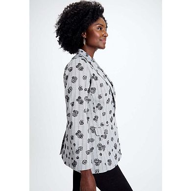 Jessica London Women's Plus Size Flocked Floral Blazer